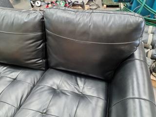 Black Leather-Like 3-Seater Sofa Couch