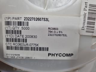 30,000x Phycomp Fixed Resistors 232270260753L, Bulk, New