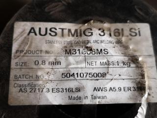 2x AustMig 316LSI Stainless Steel Arc Welding Wire, 0.8mm size