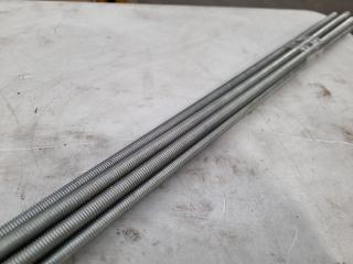 9x M8 Size Threaded Rods, 1m Lengths