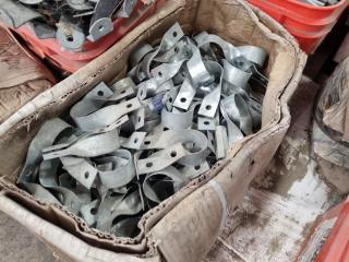 Pallet of Assorted Brackets, Pipe Hangers, Clamps, & More