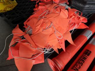 Assorted Safety Cones, Pylons, Fencing, Flags
