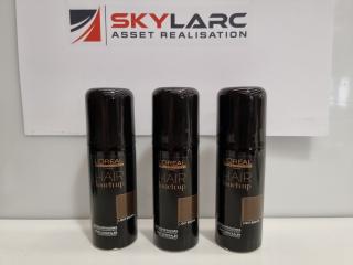 3 Loreal Hair Touch Up Sprays - Light Brown