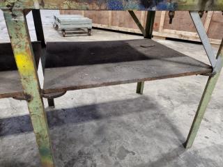 Vintage Heavy Steel & Wood Workbench w/ Vice