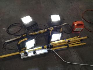 3x LED Worksite Lights w/ 1x Worksite Powerboard