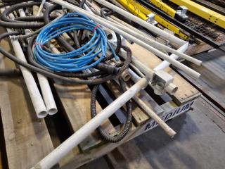 Pallet of Assorted Electrical PVC Conduit Piping, Boxes, Flex Tube, & More