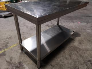 Small Stainless Steel Bench Table, missing leg