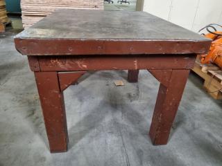 Vintage Wooden Steel Topped Short Work Table