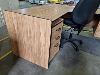 Office Corner Workstation Desk w/ Mobile Drawer & Chair