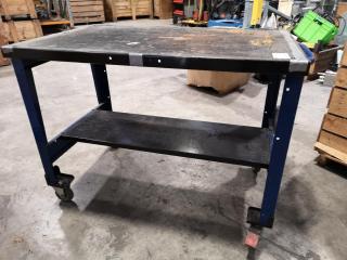 Mobile Steel Topped Workbench Table
