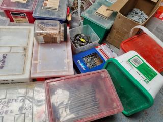 Large Lot Assorted Screws, Nails, Bolts, & Other Fastening Hardware