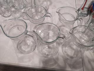 21x Assorted Glass Water Pitchers, Mugs