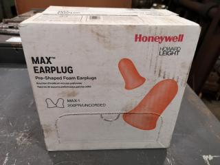 Honeywell Max Pre-Shaped Foam Earplugs, box of 200