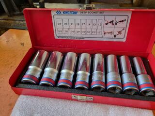 3x King Tony Deep Socket Sets, 1/4", 3/8" & 1/2" Drive