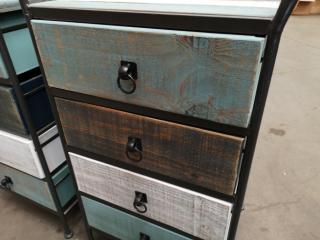2x Stylish Aged Wood Drawer Units for Home or Office