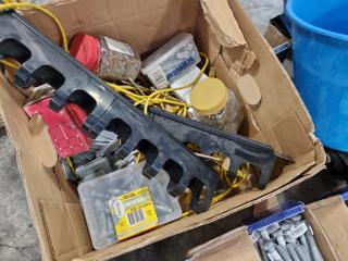 Assorted Construction Supplies, Fastening Hardware, & More