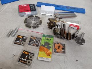 Assorted Wood Cutting Router Bits, Saw Blades, & More