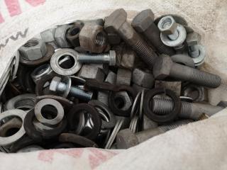 Assorted Large Diameter Bolts, Nuts, Washers & More