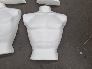 7x Styrofoam Male Chest Mannequins + 3x Female Heads