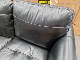 Black Leather-Like 3-Seater Sofa Couch