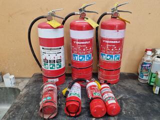 7x Assorted Powder Fire Extinguishers