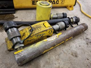 Enerpac Hydraulic Pump w/ 3x Hydraulic Cylinder Attachments