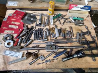 Assorted Milling Cutters, Bits, Vices, & More