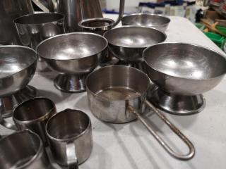 Assorted Stainless Steel Restaurant Teapots, Bowls, Pitchers & More