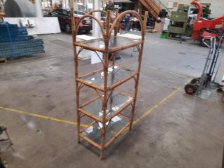 Rattan Glass Shelving Unit