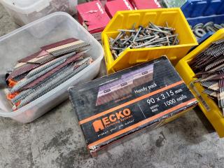 Assorted Bulk Nails, Screws, & Other Fastening Hardware