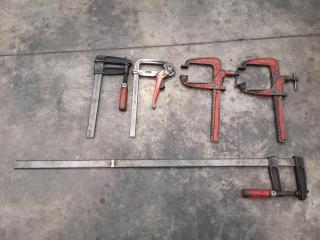 5x Assorted Type Workshop Clamps