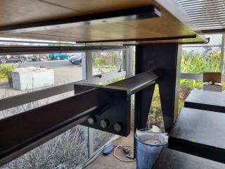 Custom Stylish Heavy Steel Tall Cafe / Bar Table w/ 4x Stools
