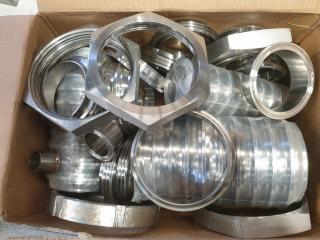 Box of New Stainless Pipe Fittings