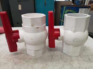 2x 90mm Diameter Plastic Ball Valves