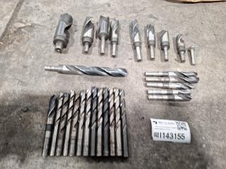 Large Assortment of HSS Drill Bits and Fultes