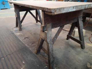 Vintage Wood Workshop Table Workbench