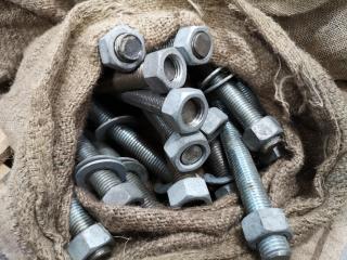 Assorted Large Diameter Bolts, Nuts, Washers & More