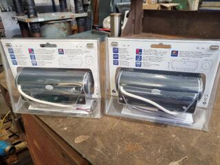 2x Hella Marine Sea Hawk XL Black LED Deck Floodlights, New