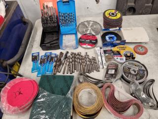Assorted Drill Bits, Grinding Didk, Sanding Consumables, & More