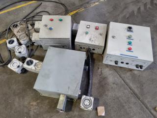 Assorted Industrial 3-Phase Cintrol Boxes, Plug Outlets