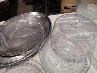 Assorted Restaurant Serving Trays, Bowls, & Lids