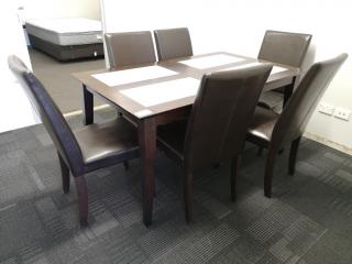 Stylish Expandable Dinning Room Table w/ 6x Chairs