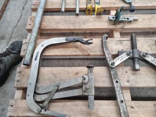 Large Assortment of Clamps, Pullers and Plys