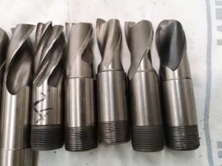 13x Assorted Ball, Square Edge, Rounded Edge & Finishing End Mill Bits