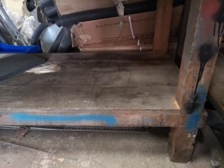 Large Heavy Duty Wooden Workbench w/ Attached Vice