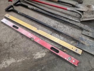 Assorted Hand Tools, Shovels, Sledges, Painting Tools, & More