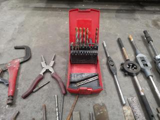 Assorted Lot of Hand Tools, Files, Brushes, Wrenches, Threaders & More