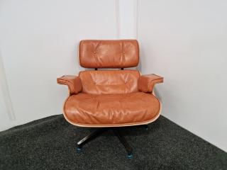 Eames Style Lounge Chair & Ottoman - Leather