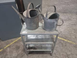 Small Galvanized Shelf and Watering Cans