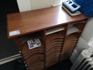 Vintage Office Wooden A4 Storage Rack Shelf Unit